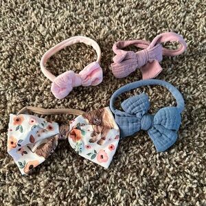 Carter's Floral and Solid Bow Headband Set - Pink, Purple, Blue, Cream